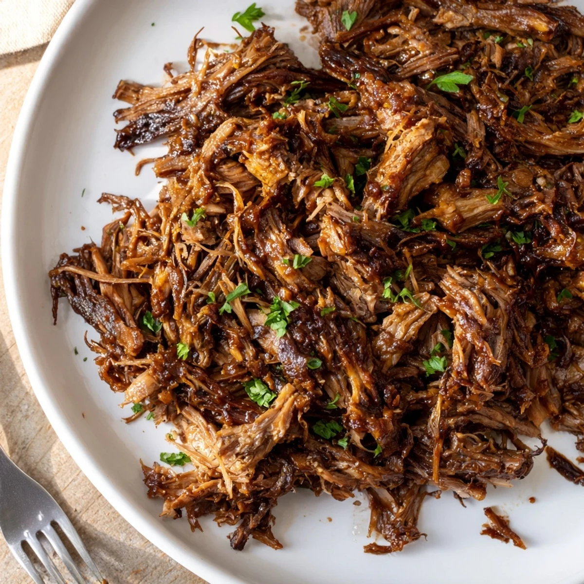 Gluten-free slow cooker beef brisket with smoky BBQ sauce, served over creamy mashed potatoes for a cozy meal.
