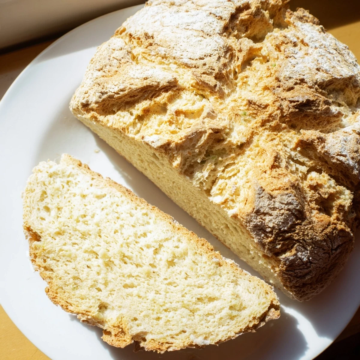 Freshly baked Authentic 4-Ingredient Irish Soda Bread cools on a wire rack with a jar of jam nearby.