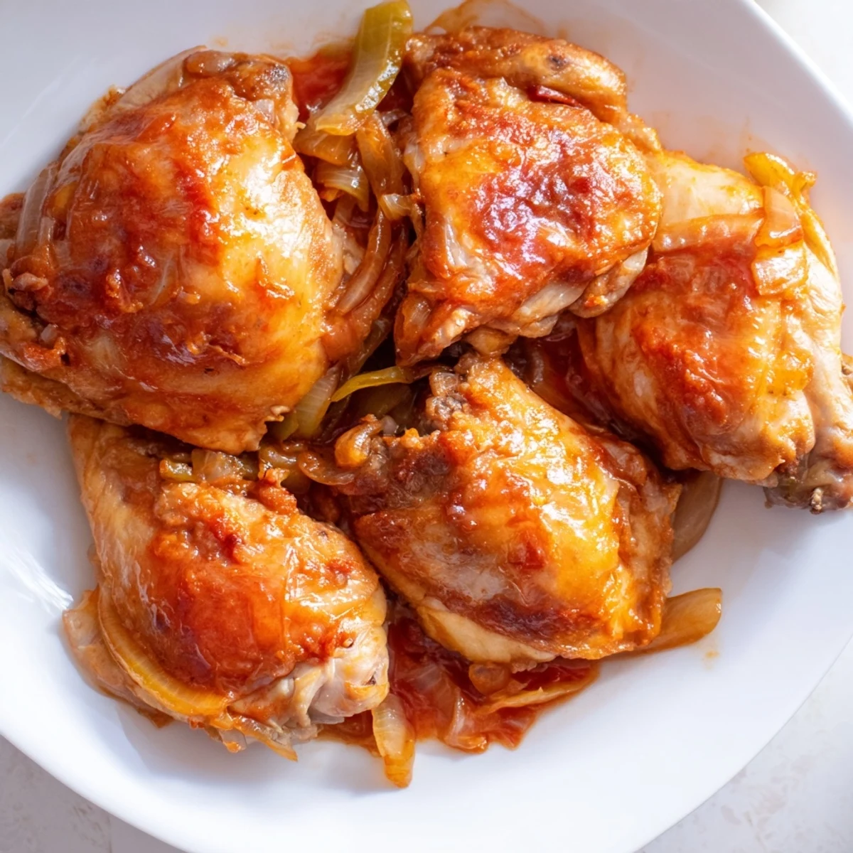 Tender Braised Catalina Chicken served in a rustic skillet with fresh parsley garnish for a family dinner.