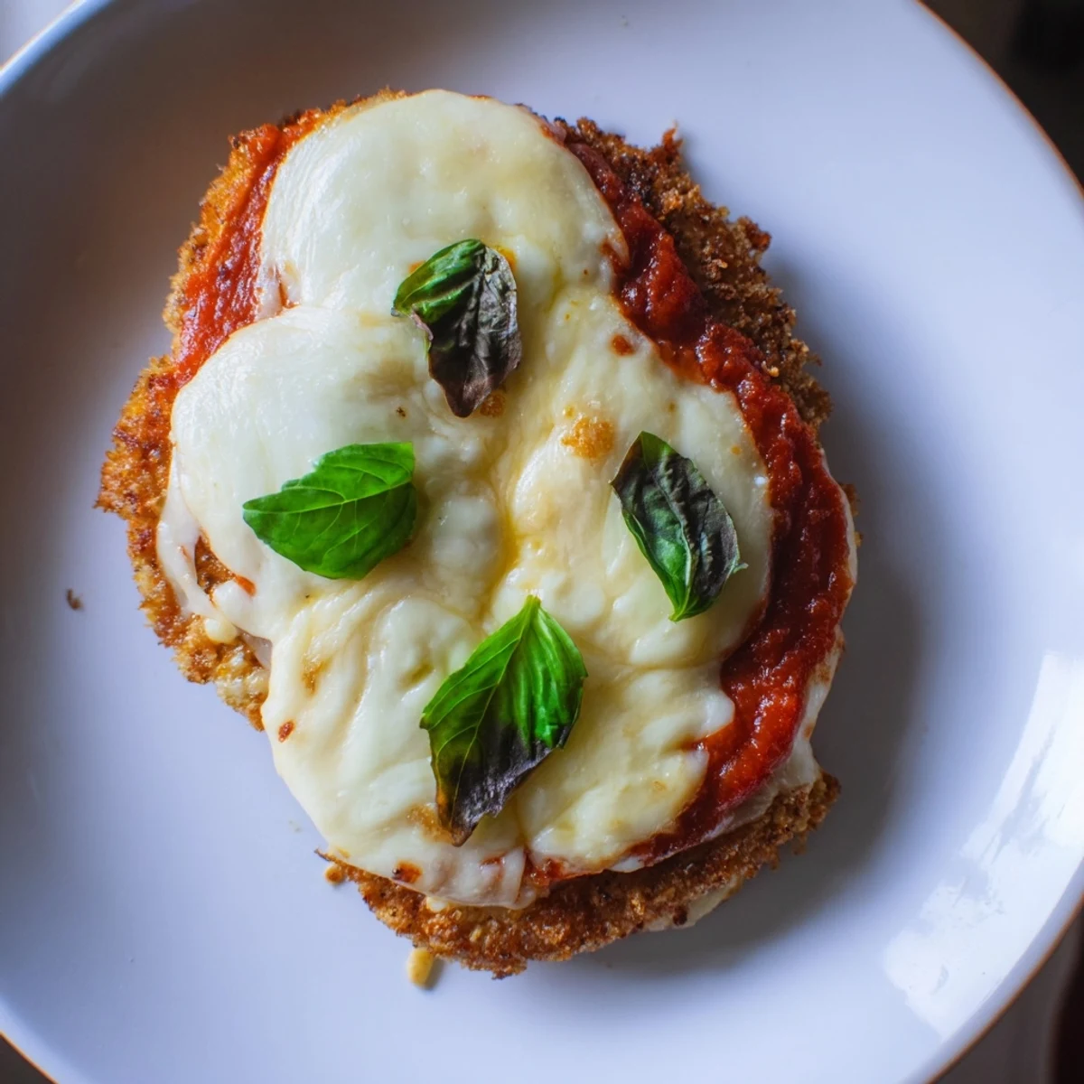 Sizzling fried chicken base layered with tangy marinara sauce and pepperoni slices for a Chicken Parmesan Pizza.