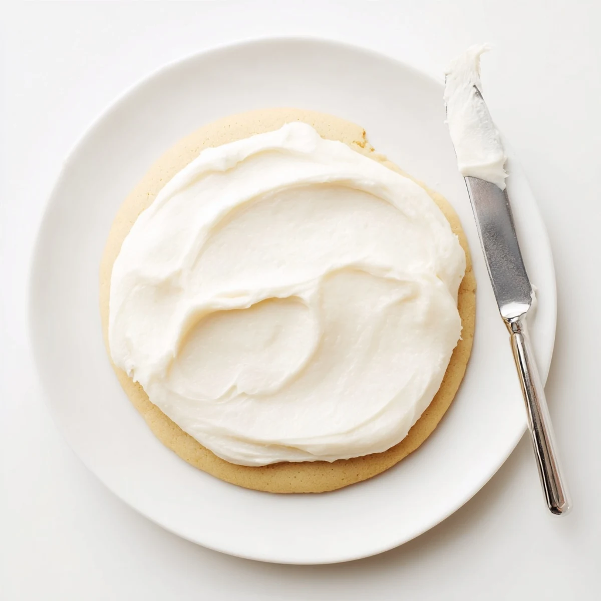 A jar of Easy Sugar Cookie Frosting beside decorated cookies on a marble board, ideal for holiday gifting.