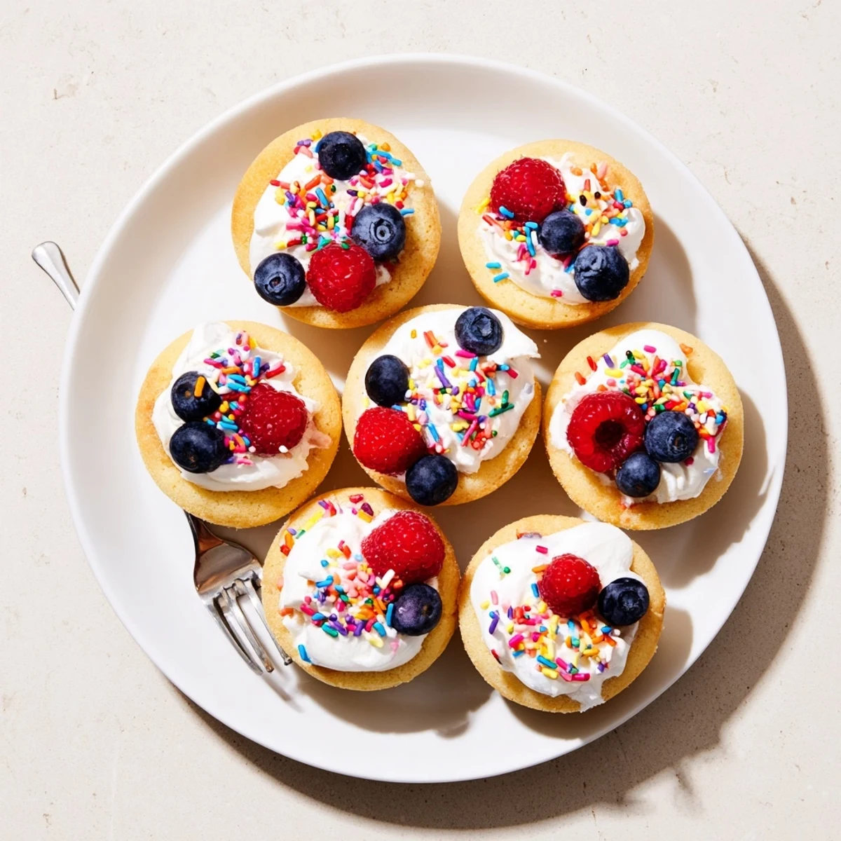 Sugar Cookie Cups displayed on a rustic wooden platter, each holding a swirl of creamy filling and colorful sprinkles.