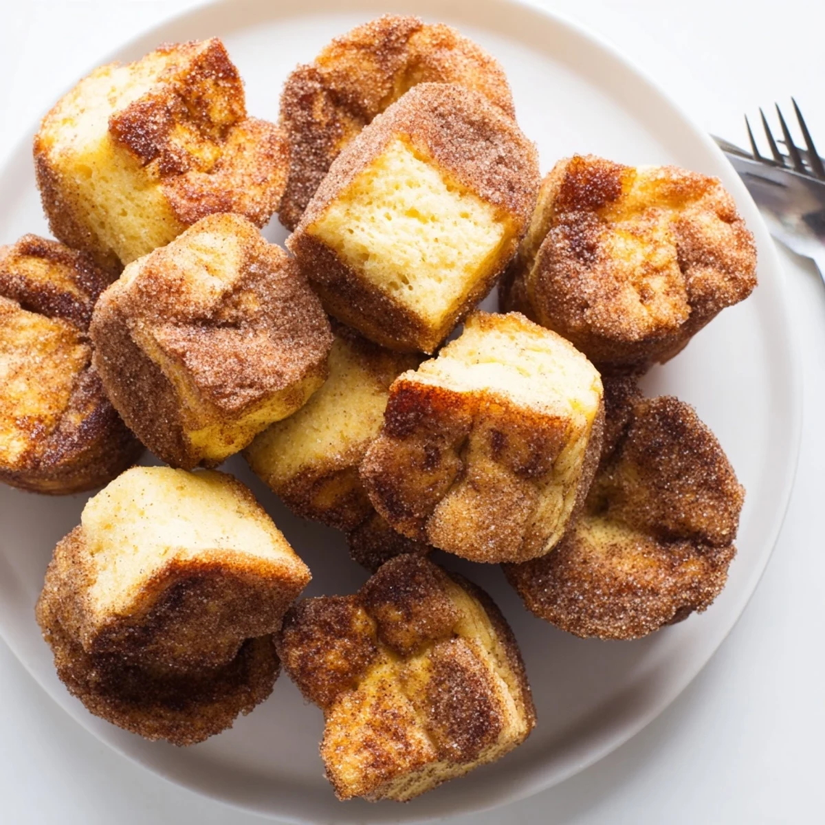 Freshly baked Cinnamon Sugar French Toast Muffins feature soft, custardy centers and a glistening cinnamon sugar topping, paired with a cup of coffee.