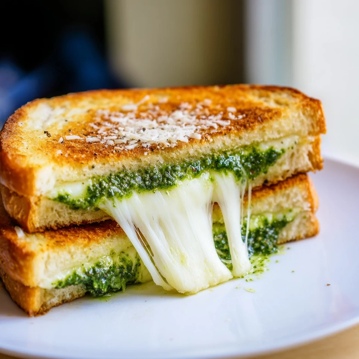 Crispy sourdough slices, layered with melted mozzarella and basil pesto, make this Best Pesto Grilled Cheese a golden, aromatic delight.