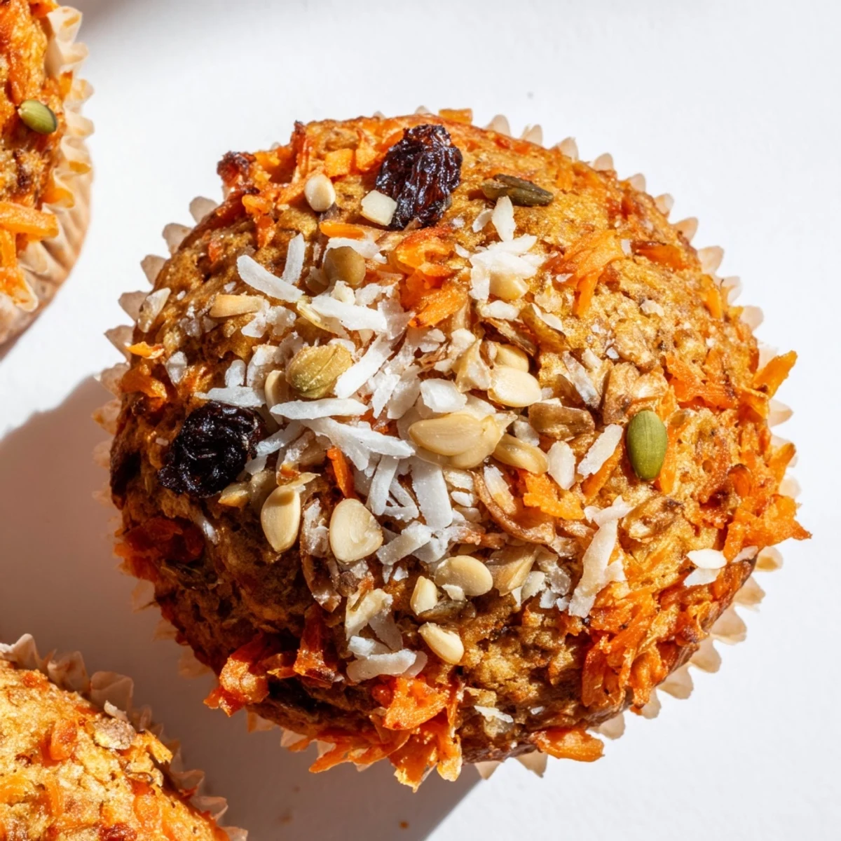 Stack of warm Morning Glory Muffins with raisins and apples, perfect for a healthy American breakfast snack.