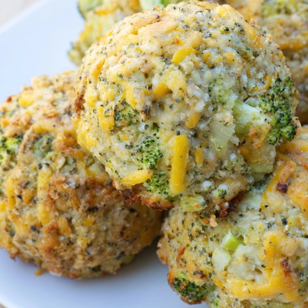 Steamed broccoli mixed with Parmesan and seasonings formed into appetizer balls ready for baking on parchment paper