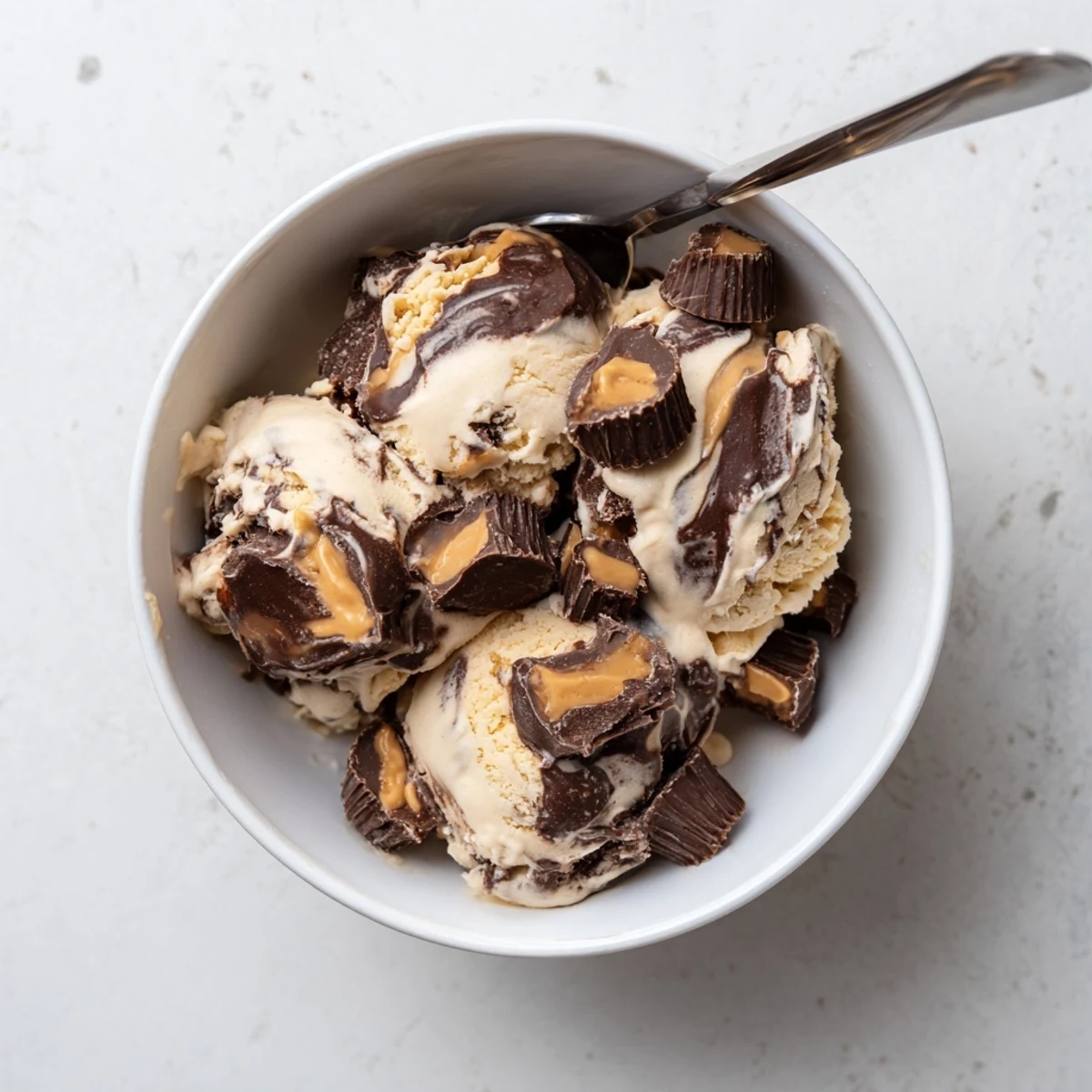 Rich vanilla Moose Tracks ice cream swirled with chocolate fudge and candy pieces