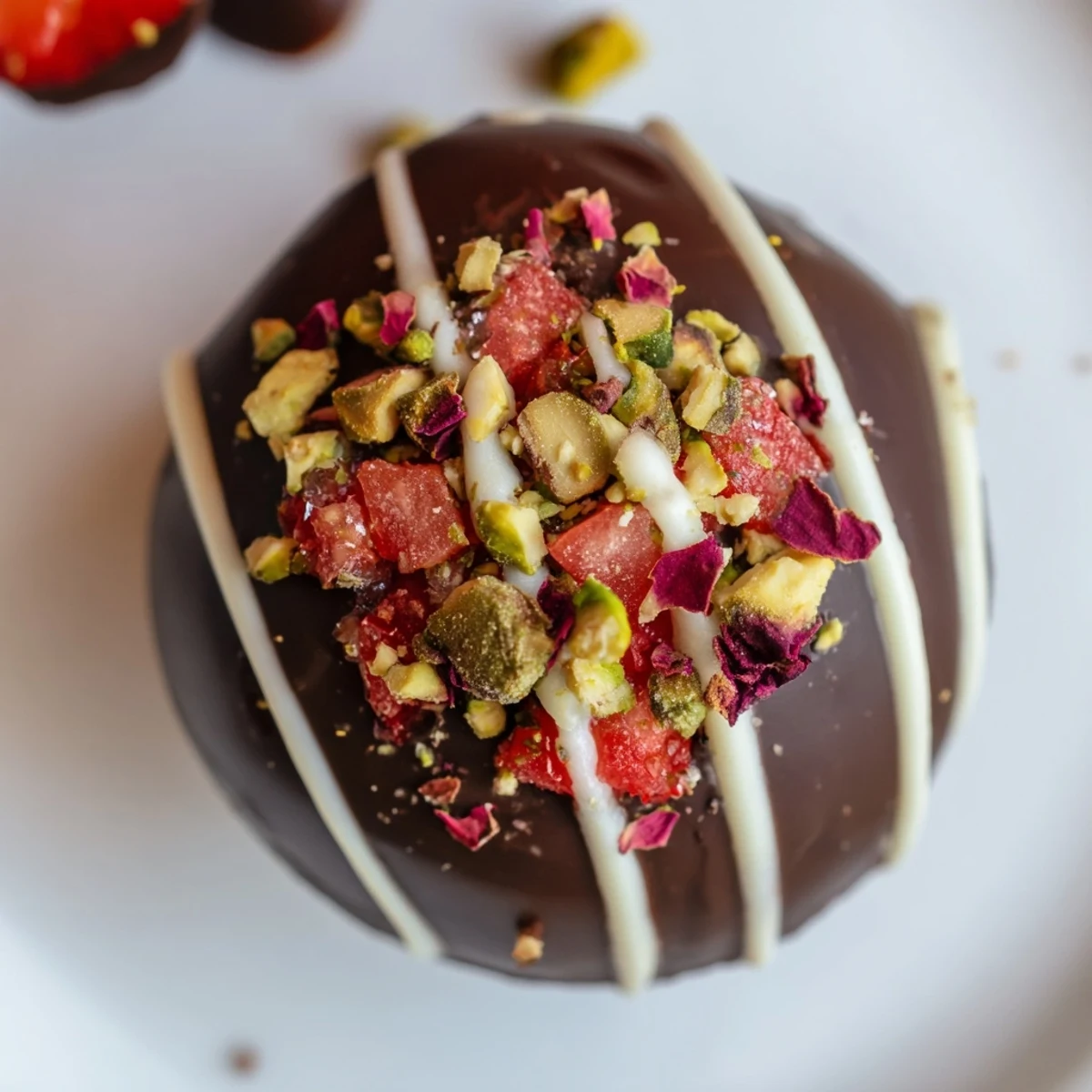 Luxurious Dubai chocolate covered strawberry cups featuring fresh strawberries in glossy dark chocolate shells