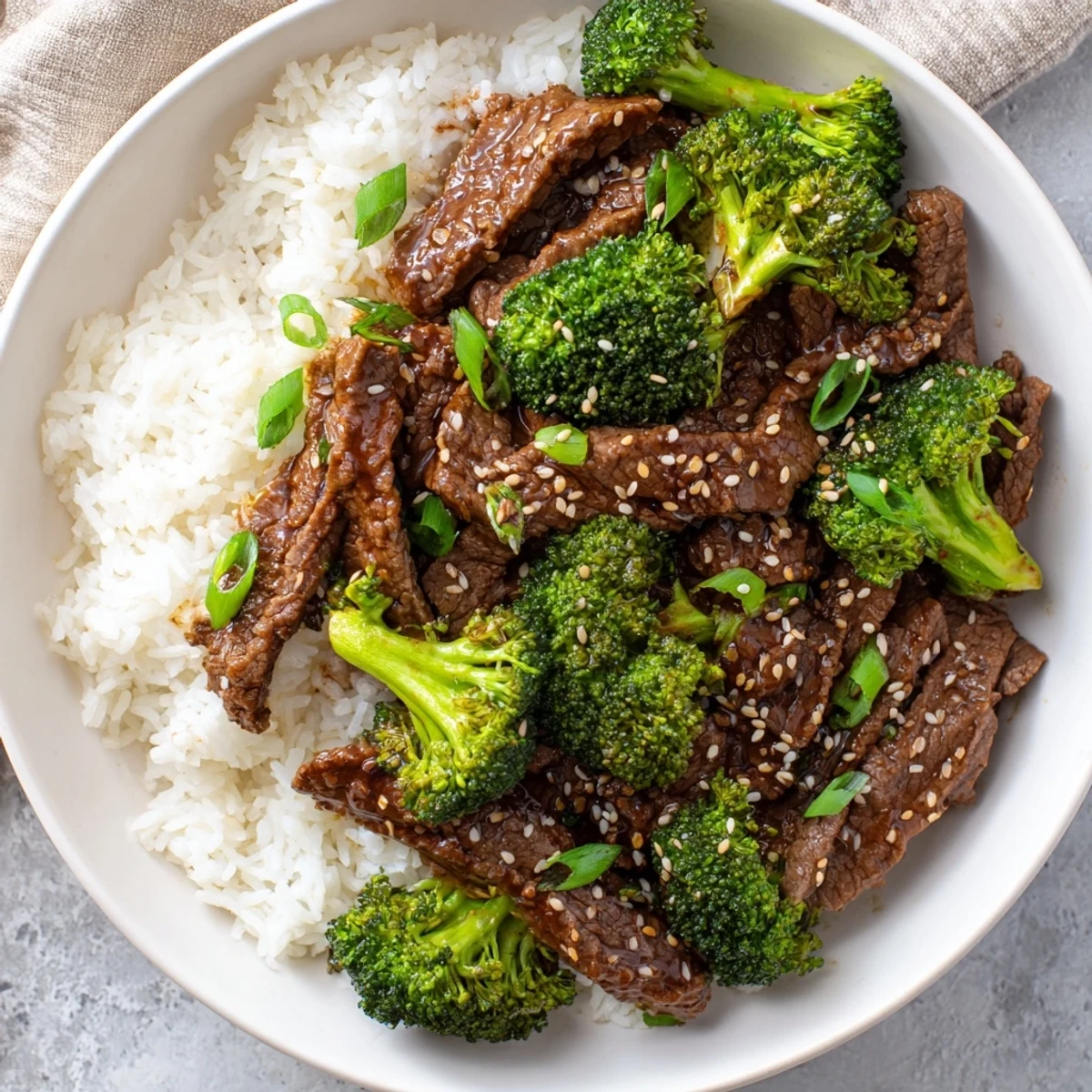 Comforting Crock Pot Beef and Broccoli bowl featuring juicy beef strips in rich brown sauce