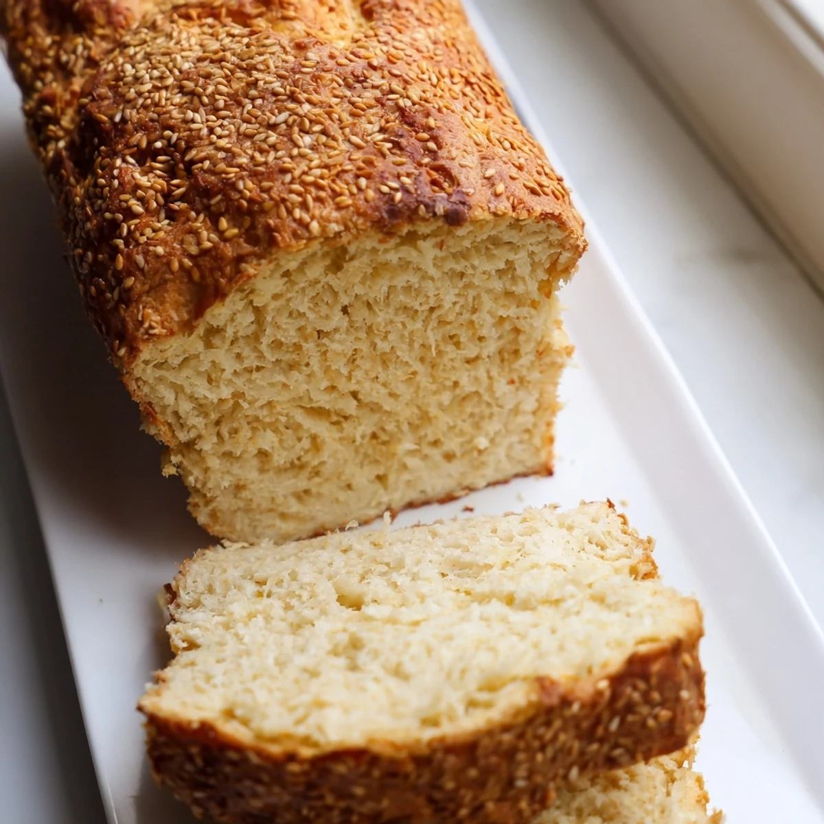 Freshly baked zero carb yogurt bread cooling on wire rack with golden crust