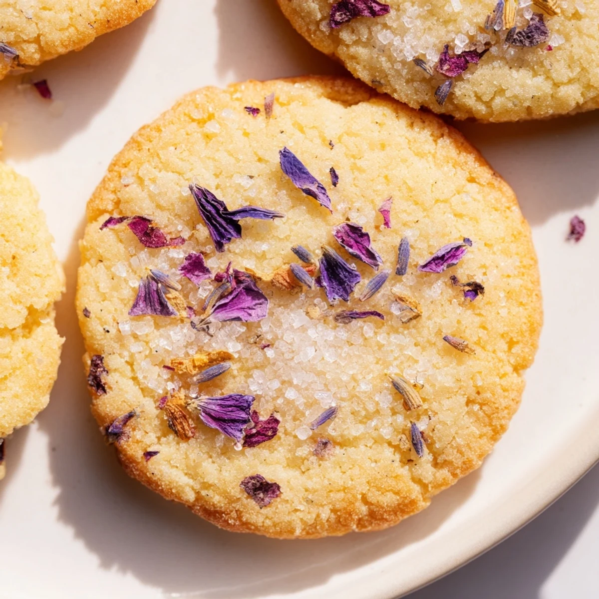 Delicate Spring Blossom Cookies arranged on a pastel plate alongside a steaming cup of floral tea