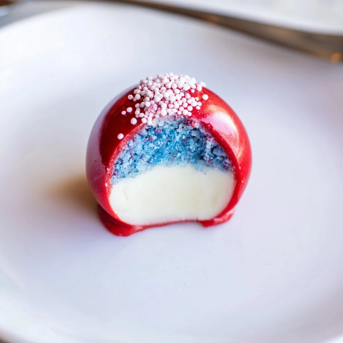 Tray of Of July Truffles Creamy And Patriotic arranged for serving