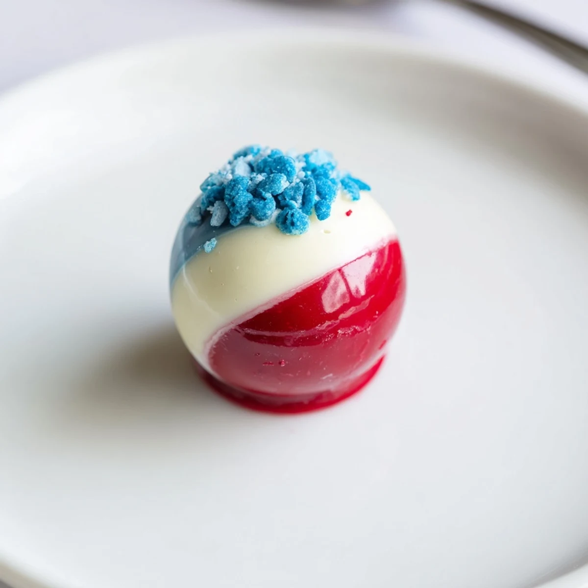 Hand-rolled Of July Truffles Creamy And Patriotic showing velvety white chocolate center