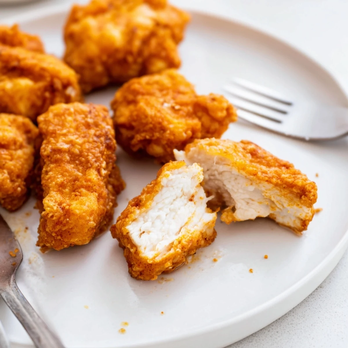 Hot Chicken Bites served straight from fryer, golden edges, tender interior