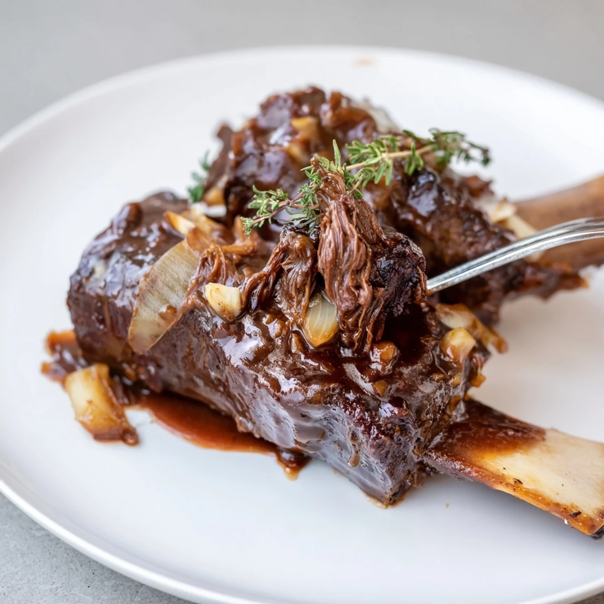 Slow Cooker Beef Short Ribs simmered in rich red wine sauce, tender