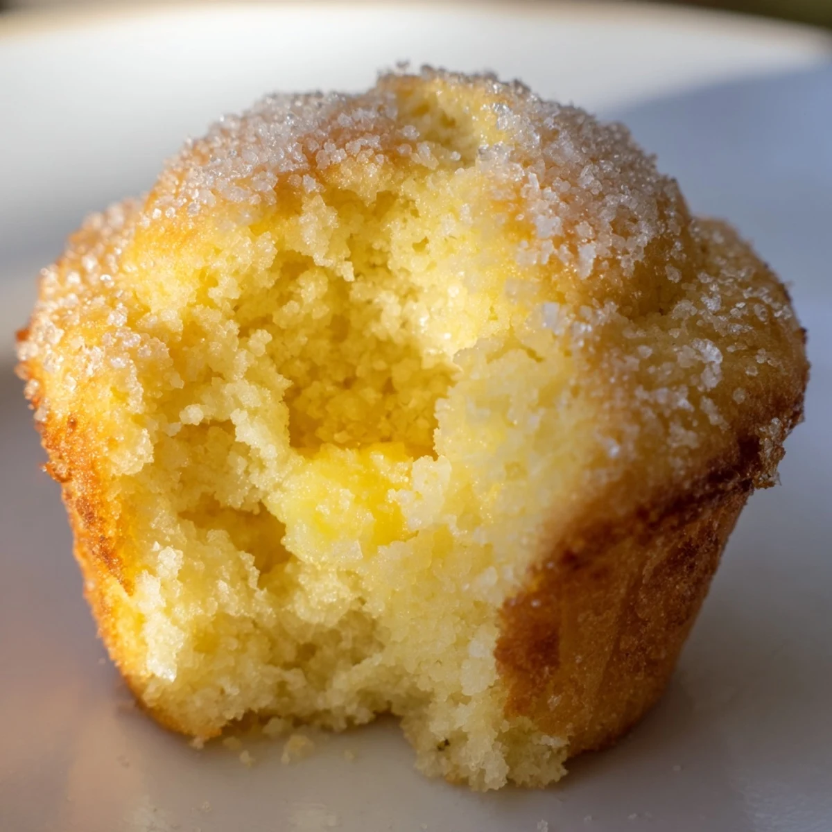Moist lemon cream cheese muffins split open to reveal the sweet tangy filling inside