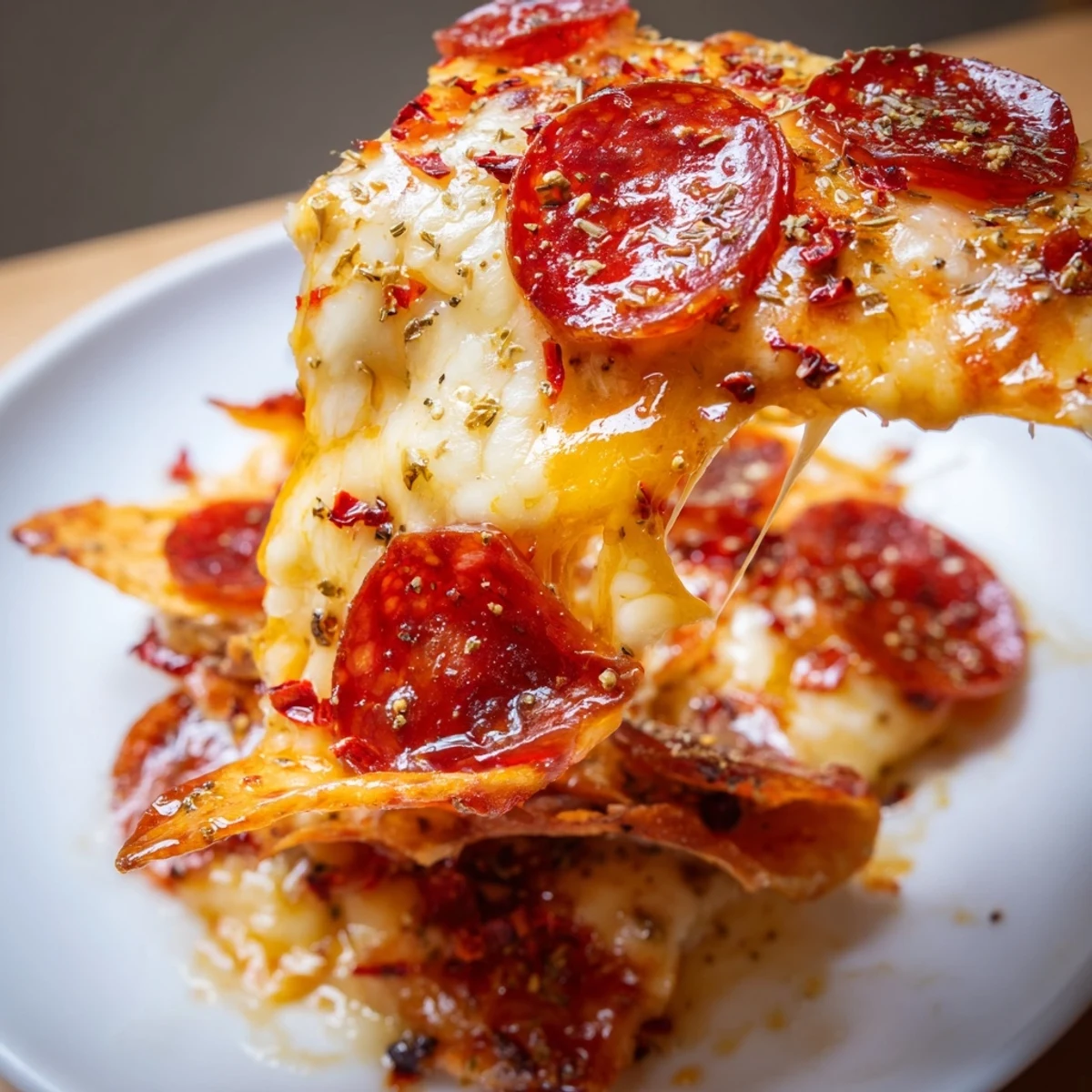 Golden crispy pepperoni cheese chips bubbling with melted cheddar and mozzarella on a baking sheet