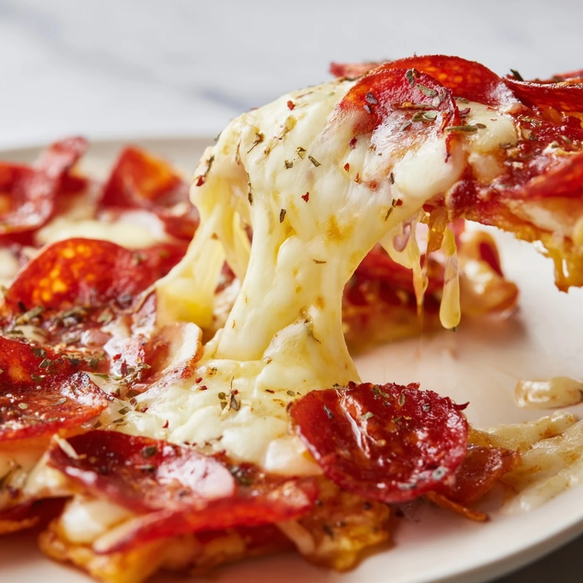 Savory low-cart pepperoni cheese chips arranged on serving platter ready for party snacking