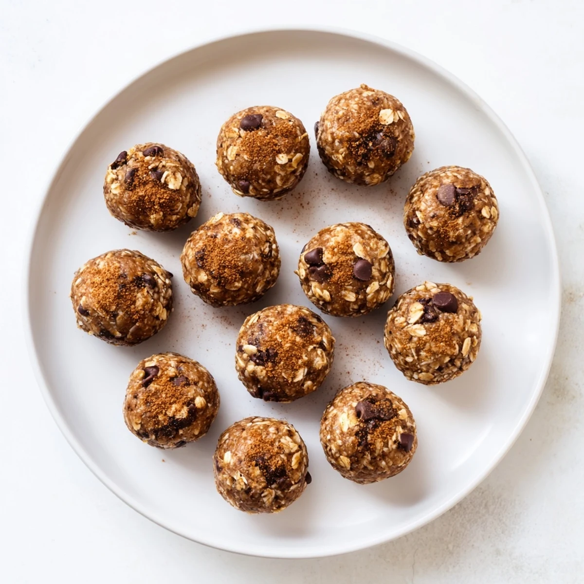 No-bake banana bread energy balls with chopped walnuts and cinnamon ready for healthy snacking