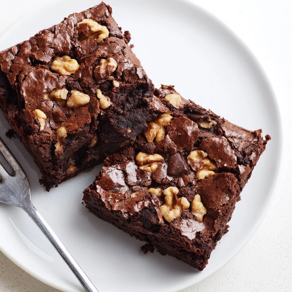 Warm ultimate brownies served on a rustic plate beside vanilla ice cream scoops